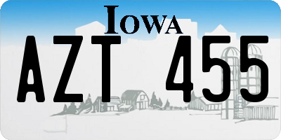 IA license plate AZT455