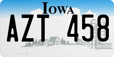 IA license plate AZT458