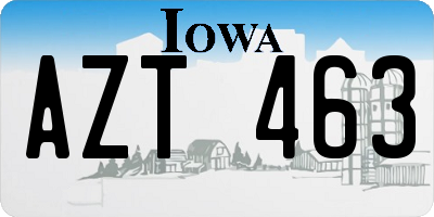 IA license plate AZT463