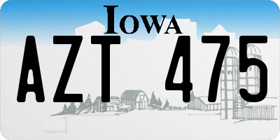 IA license plate AZT475