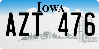 IA license plate AZT476