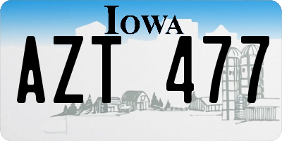 IA license plate AZT477