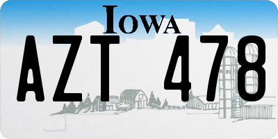 IA license plate AZT478