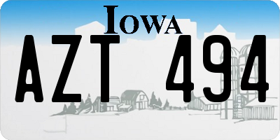 IA license plate AZT494