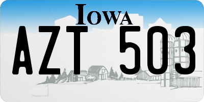 IA license plate AZT503
