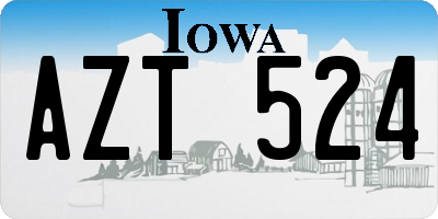 IA license plate AZT524