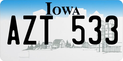 IA license plate AZT533