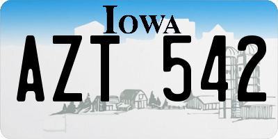 IA license plate AZT542