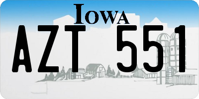 IA license plate AZT551