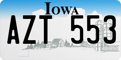 IA license plate AZT553