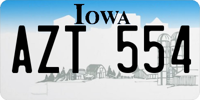 IA license plate AZT554