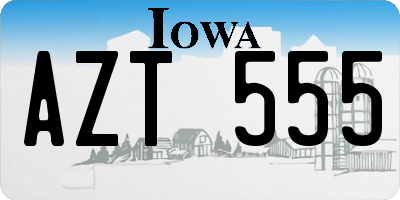 IA license plate AZT555