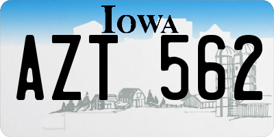 IA license plate AZT562