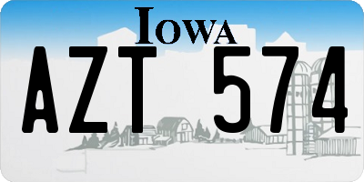 IA license plate AZT574