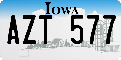 IA license plate AZT577