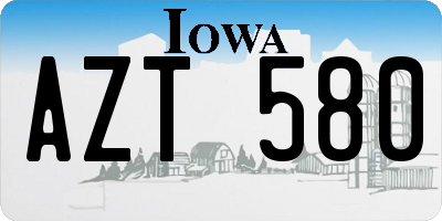 IA license plate AZT580