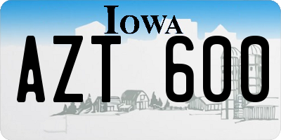 IA license plate AZT600