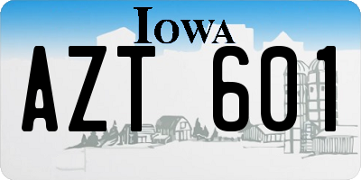 IA license plate AZT601