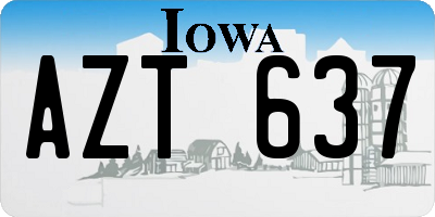 IA license plate AZT637