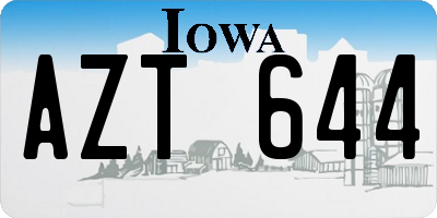 IA license plate AZT644