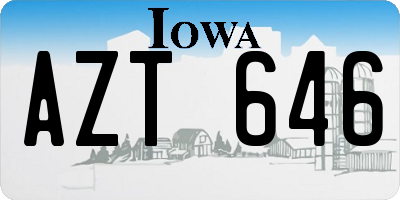 IA license plate AZT646