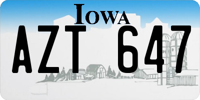 IA license plate AZT647