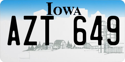 IA license plate AZT649