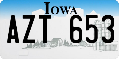 IA license plate AZT653