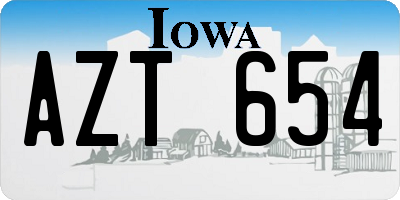 IA license plate AZT654