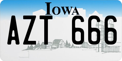 IA license plate AZT666