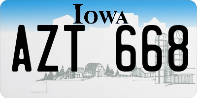 IA license plate AZT668