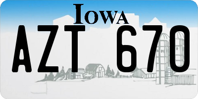 IA license plate AZT670