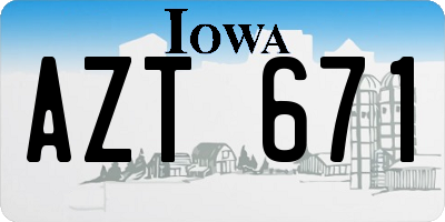 IA license plate AZT671