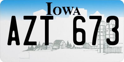 IA license plate AZT673