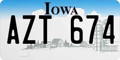IA license plate AZT674