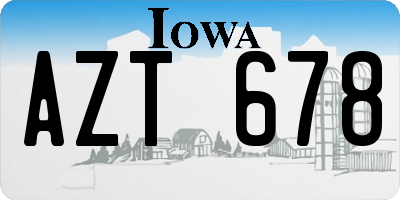 IA license plate AZT678