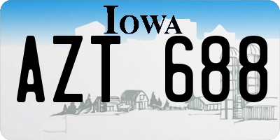 IA license plate AZT688