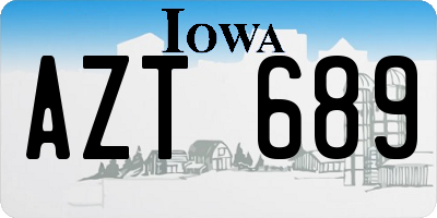 IA license plate AZT689