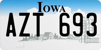 IA license plate AZT693