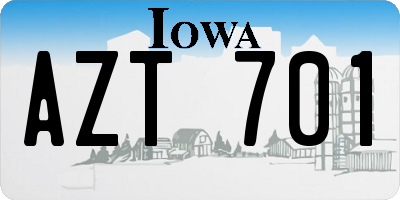 IA license plate AZT701