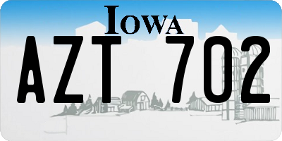 IA license plate AZT702