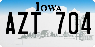 IA license plate AZT704