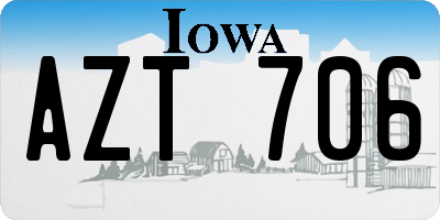 IA license plate AZT706