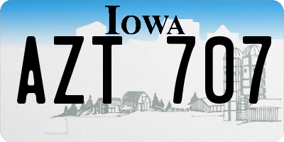 IA license plate AZT707