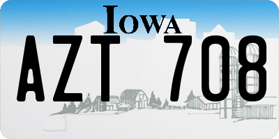 IA license plate AZT708