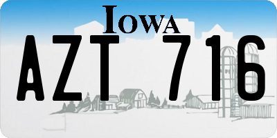 IA license plate AZT716