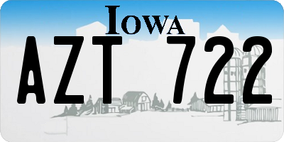 IA license plate AZT722