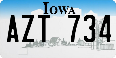 IA license plate AZT734