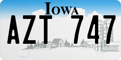 IA license plate AZT747