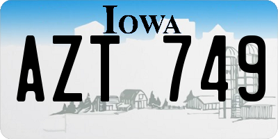 IA license plate AZT749